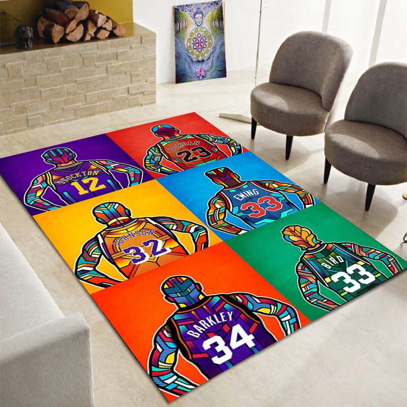 3D printed basketball star pattern floor mat fashion carpet, living room large carpet, yoga mat, gift, bedroom decoration