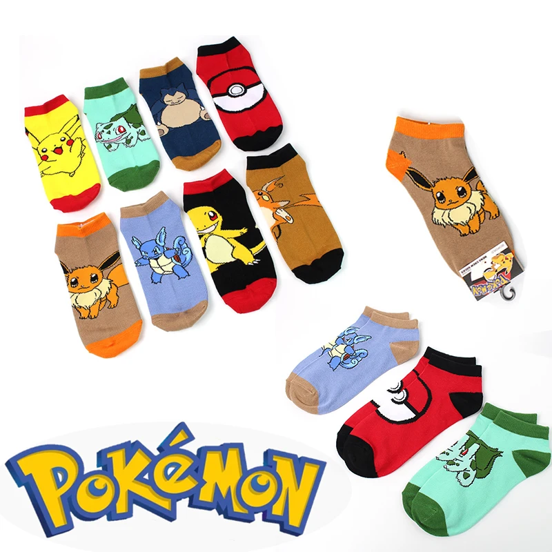

Pokemon Socks Leafeon Eevee Squirtle Charmander Pikachu Ditto Jolteon Espeon Snorlax Kawaii Winter Cotton Socke Gifts for Kids