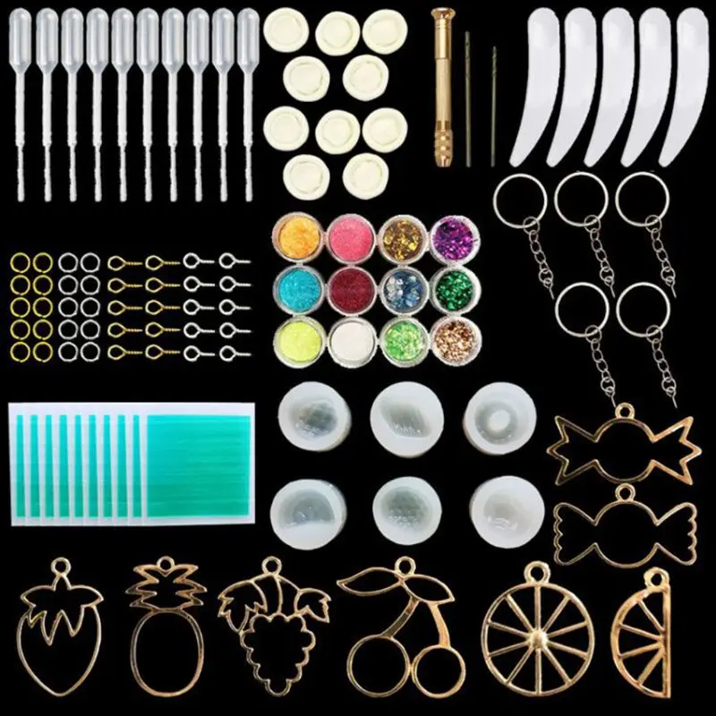 

Fruit Candy Jewelry Silicone Resin Mold Metal Frame Kits Stud Earrings Casting Tools Set Pendant Making DIY Crafts