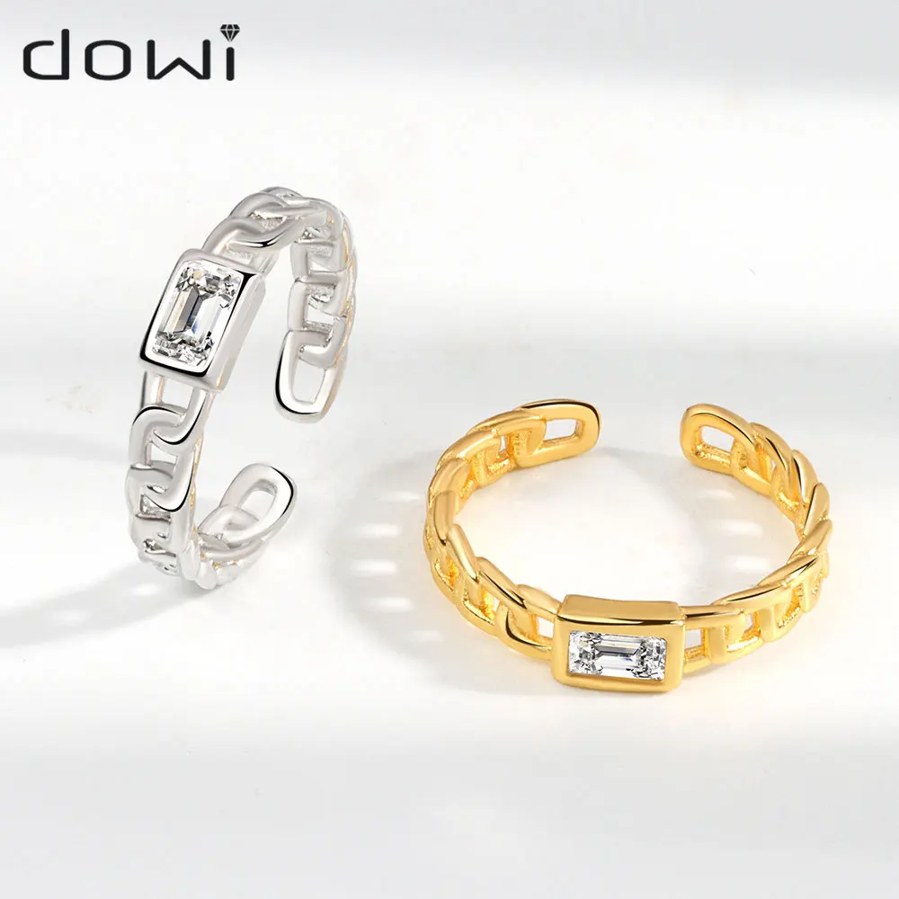 

Dowi Luxury Chain Design Open-End Zircon Ring Women's Fashion Personalized Index Finger Ring Fashion Jewelry Birthday Gifts