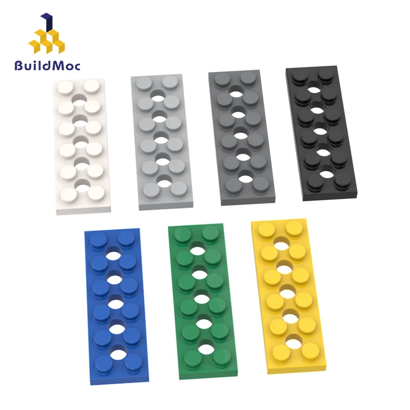 

BuildMoc 10PCS Assembles Particles 32001 2x6 With 5-Hole Plate Bricks Building Blocks Replaceable High-Tech Part For Children