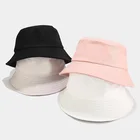 Панама хлопковая для родителей и детей, Классическая двухсторонняя шапка от солнца, с защитой от ультрафиолета, с Круглым Верхом, карамельных цветов, летняя