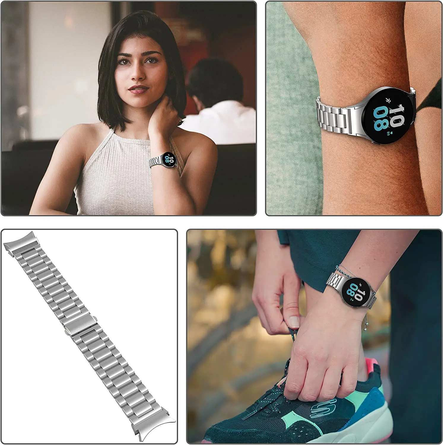 No Gaps Stainless Steel Metal Strap For Samsung Galaxy Watch 5 Pro/40mm 44mm/Watch4 Classic 42mm 46mm Smartwatch Band Bracelet