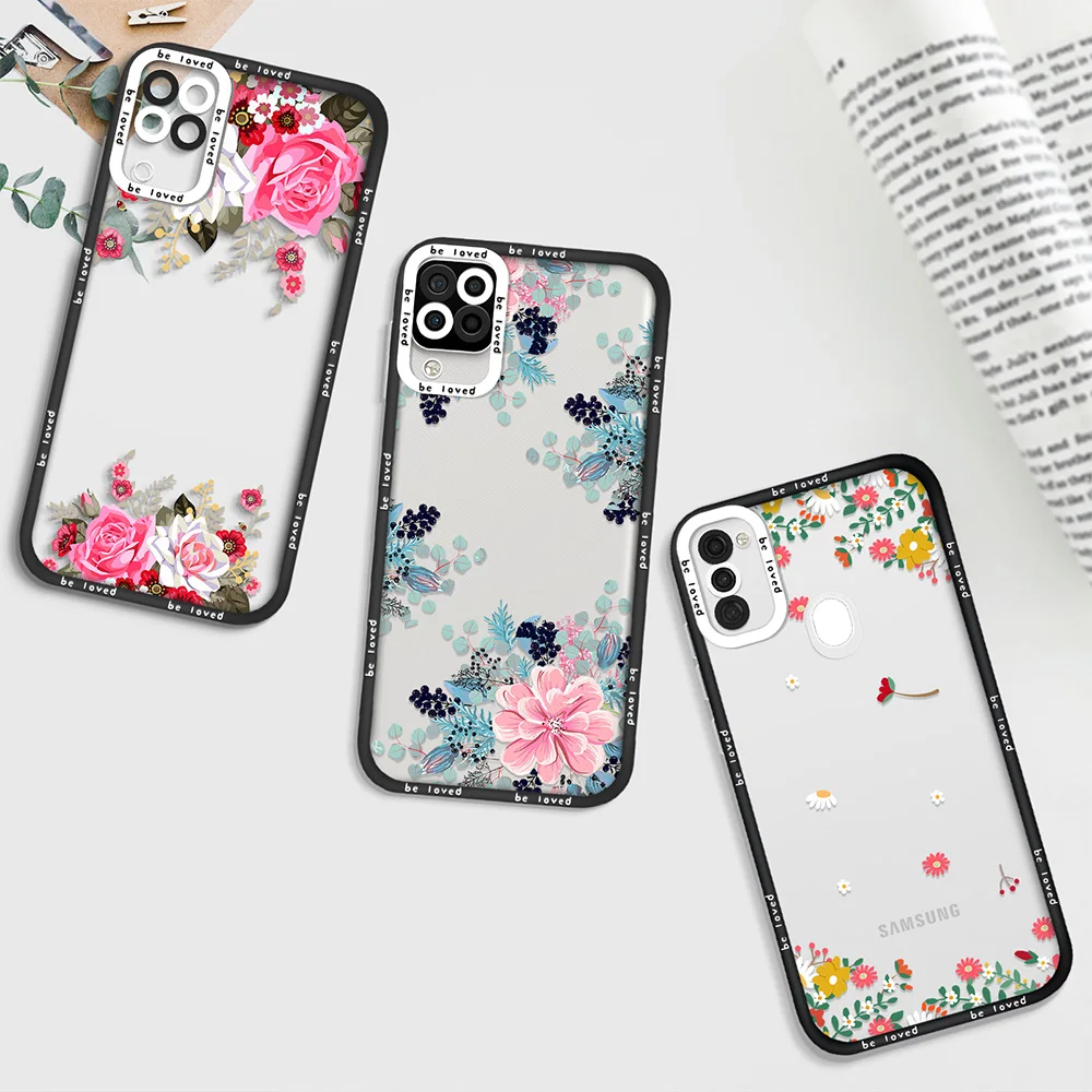 

For Samsung A11 A12 Flower Clear Phone Case for Samsung A71 A21S A32 4G A52 A52S A53 5G A72 S22 Plus S22Ultra Soft Back Cover