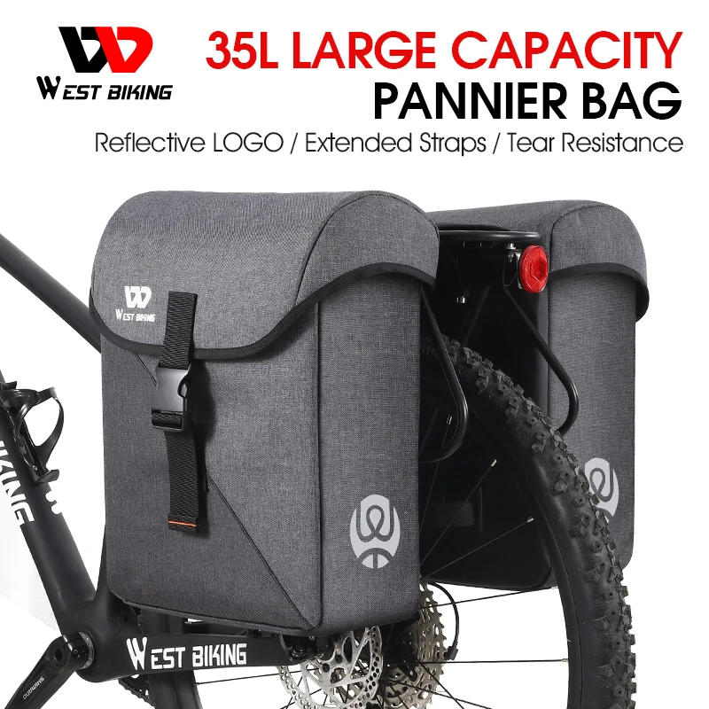 

WEST BIKING 25L-35L Cycling Panniers Bags Bicycle Travel Saddle Bag Waterproof Bike Luggage Carrier MTB Bicycle Rear Trunk Bag