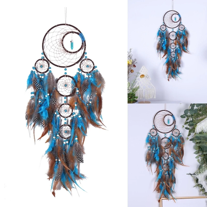 

Пятикольцевая стена «Ловец снов» ручной работы, свадебные подарки, спальня, детская комната, товары для домашнего декора