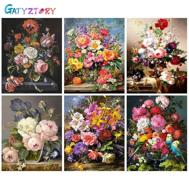 

GATYZTORY DIY Pictures By Number Flower Kits Painting By Numbers Drawing On Canvas Hand Painted Picture Art Gift Home Decor