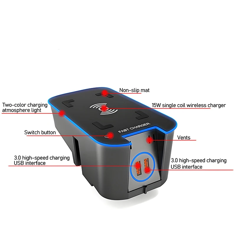 Для Volvo XC90 XC60 V60 S90 S60 V90 Автомобильная беспроводная зарядка 15 Вт Быстрое