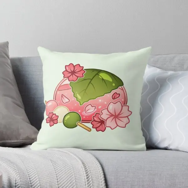 

Glass Sakura Mochi Printing Throw Pillow Cover Office Bedroom Bed Square Wedding Waist Comfort Home Fashion Pillows not include