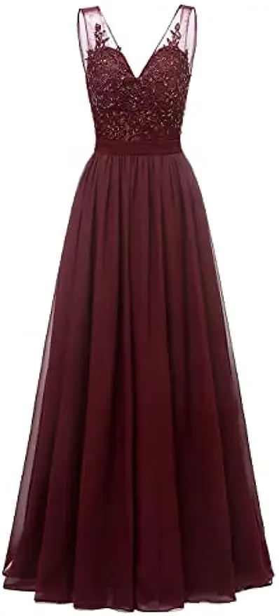 Бирюзовые шифоновые платья подружки невесты с v-образным вырезом длинные