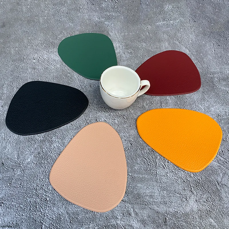 

11*13cm Pu Leather Mat Heat Resistant Drink Cup Coasters Modern Non-slip Table Decor Kitchen Accessories