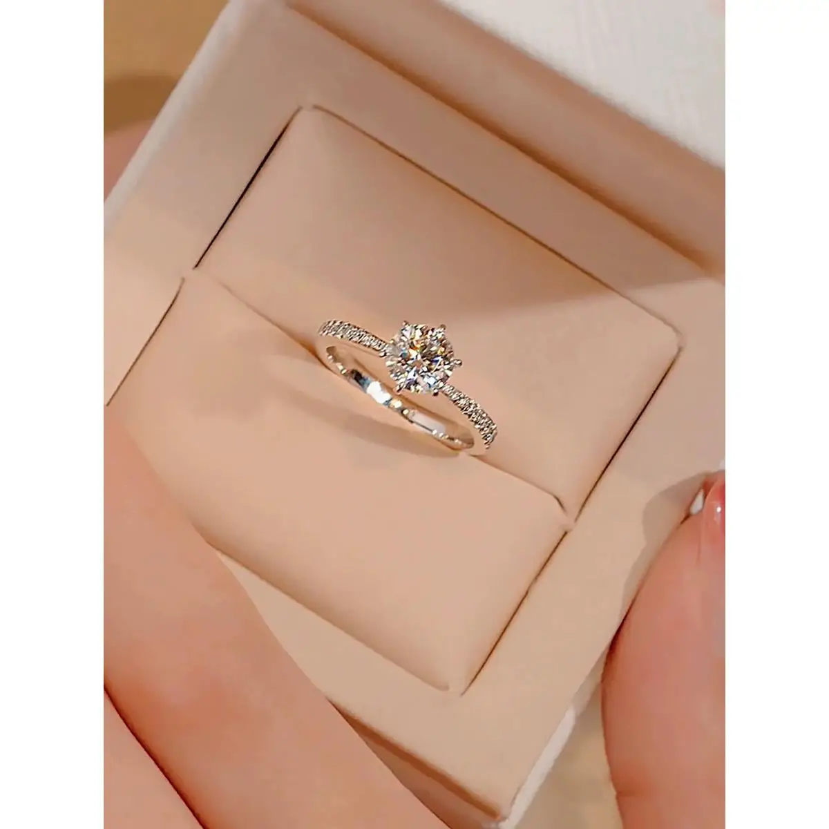 Кольцо с бриллиантом из муассанита тканое кольцо шестью когтями стерлинговое