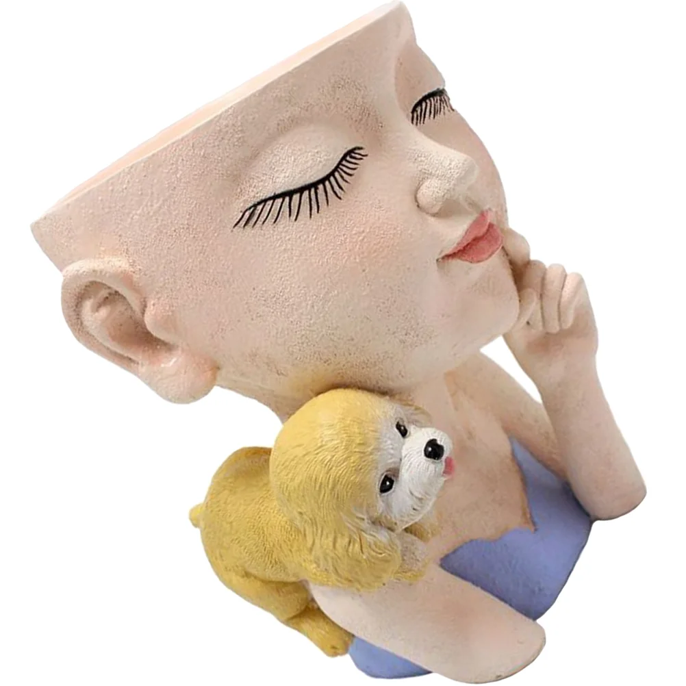 

Pot Flower Planter Vase Face Succulent Resin Abstract Human Pots Head Bonsai Female Garden Statue Arrangement Bedroom Girl