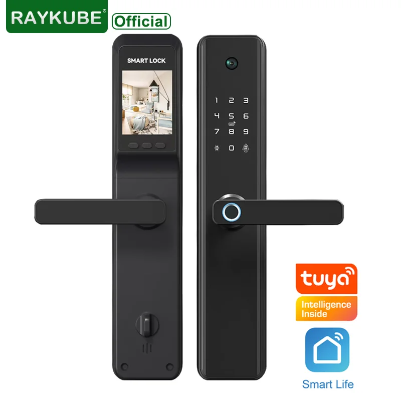 

RAYKUBE Fingerprint Door Lock Smart Camera Monitor Display With 5 Unlock Method Keyless IC Card NFC Tuya Home Securi M1 Plus