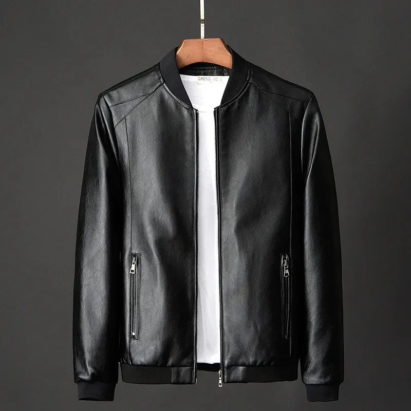 

Plus Size 8XL 7XL Winter Leather Jacket Coat Men Bomber Motorcycle PU Causal Vintage Black Biker Pocket Zipper s