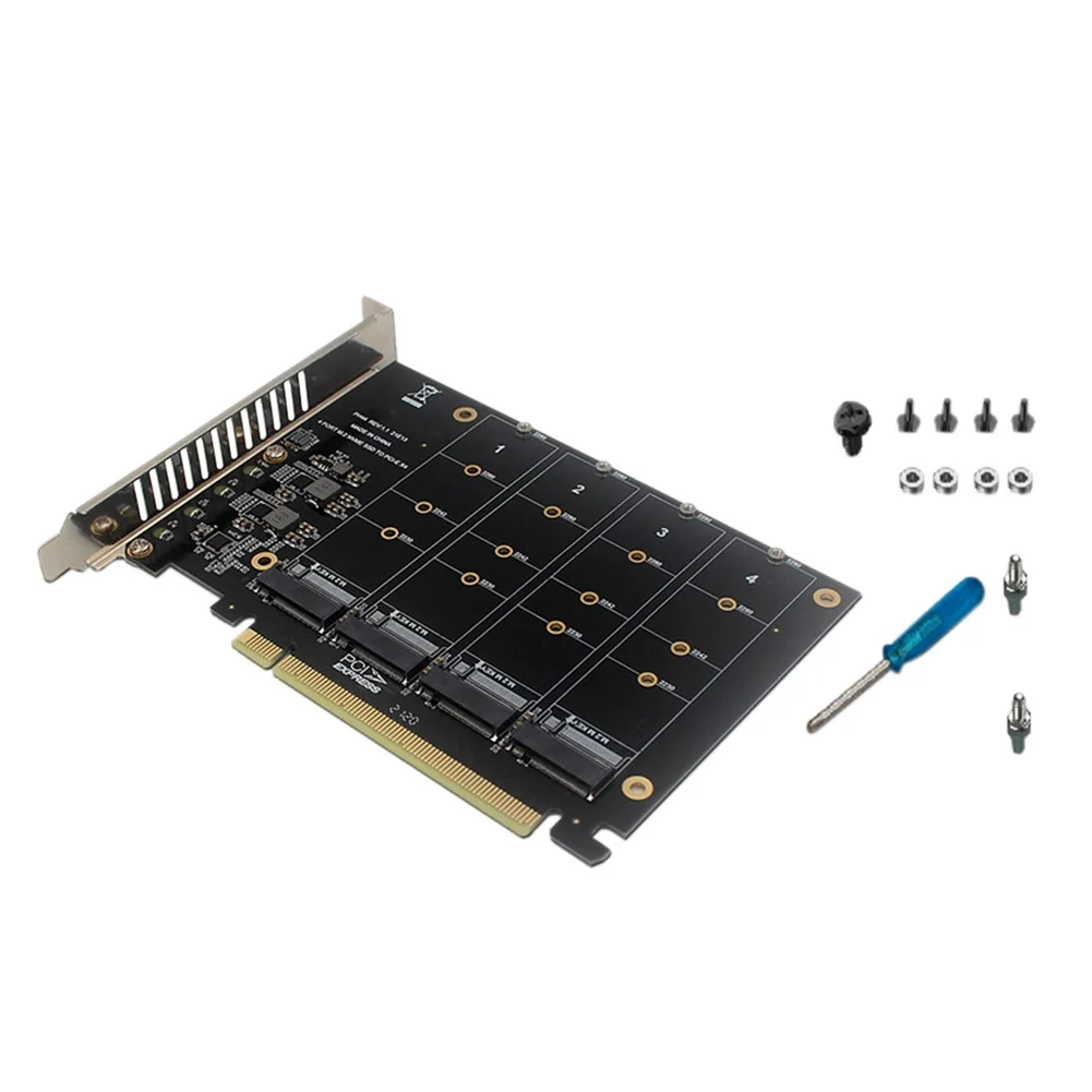 

4-дисковая Плата расширения NVME RAID PCI-E X16 Dapter с поддержкой M. 2 NVME протокол SSD M.2 PCI-E оборудование