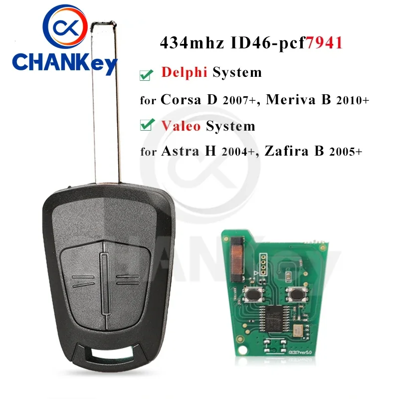 

CHANKey 433 МГц Φ Автомобильный Дистанционный ключ для Opel / Vauxhall Astra H 2004-2009 Zafira B 2005-2013 Corsa D 2007-2012 Meriva B