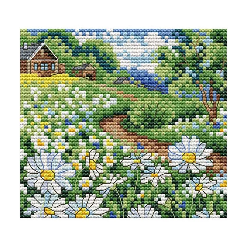 

Cross Stitch Stamped Kits Printed Embroidery Cloth Needlepoint Kits Easy Patterns For Daisy 11CT