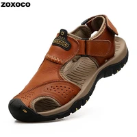 men sandals genuine leather 2021 summer outdoor men beach sandals big sizes 38 48 fashion sandals slippers man shoes