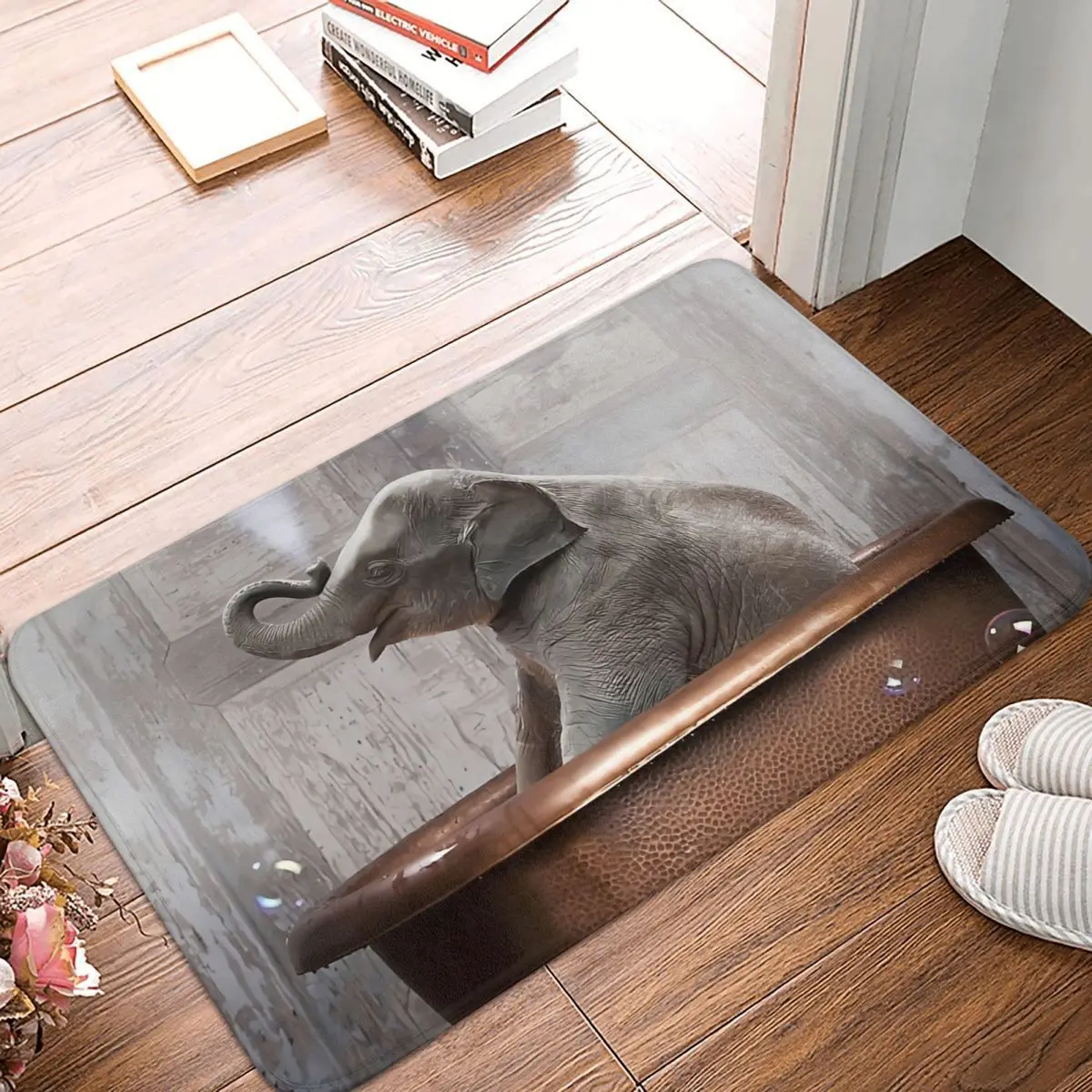 

Other Non-slip Doormat Bath Mat Elephant In Bathtub Balcony Carpet Entrance Door Rug Indoor Decor