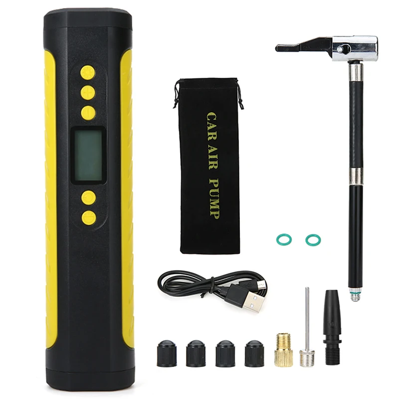 1pc 12V Vehicle Mounted Air Pump Hand-held Bicycle Automobile Tire Electric Inflator Rechargeable Intelligent Pumps