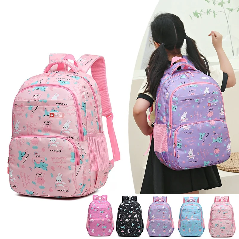 Primary Children Grade 1-3-6 Students Sweet Schoolbags New Cute Rabbit Light Leisure Girls High-capacity Backpacks Drop Shipping