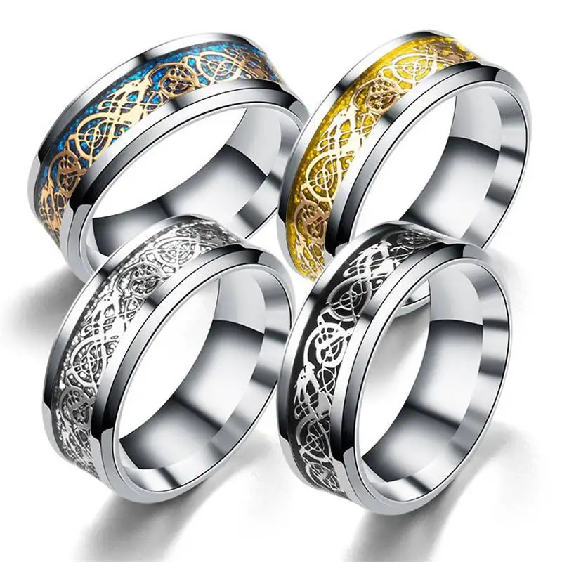 

Luxury Mens Ring Steel Rings Fashion Dragon Titanium Dragon Celtic Jewelry ring