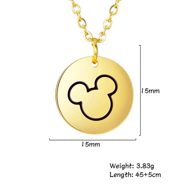 Ожерелье с круглой подвеской Микки Маус из нержавеющей стали