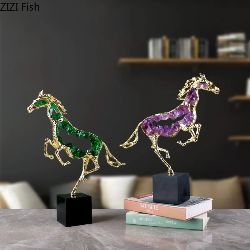 

Мраморная основа, аметистовая лошадь, украшение для гостиной, ремесла, скульптура, статуэтка, киккклаки, аксессуары для домашнего декора