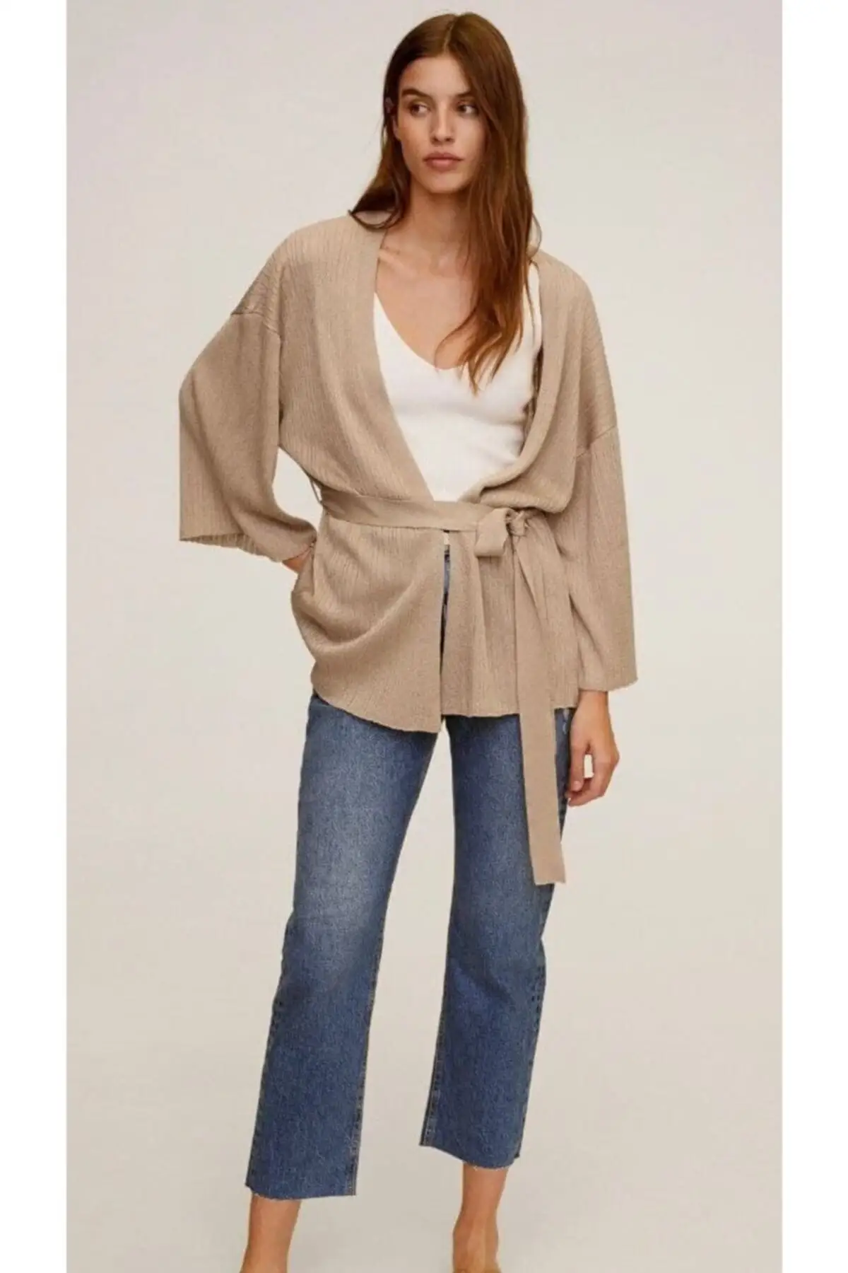 

Women's Cardigan Soft Textured Belted Loose - Autumn Winter Collection Casual Knitted Quality Fashion Sweaters Loose Jumper