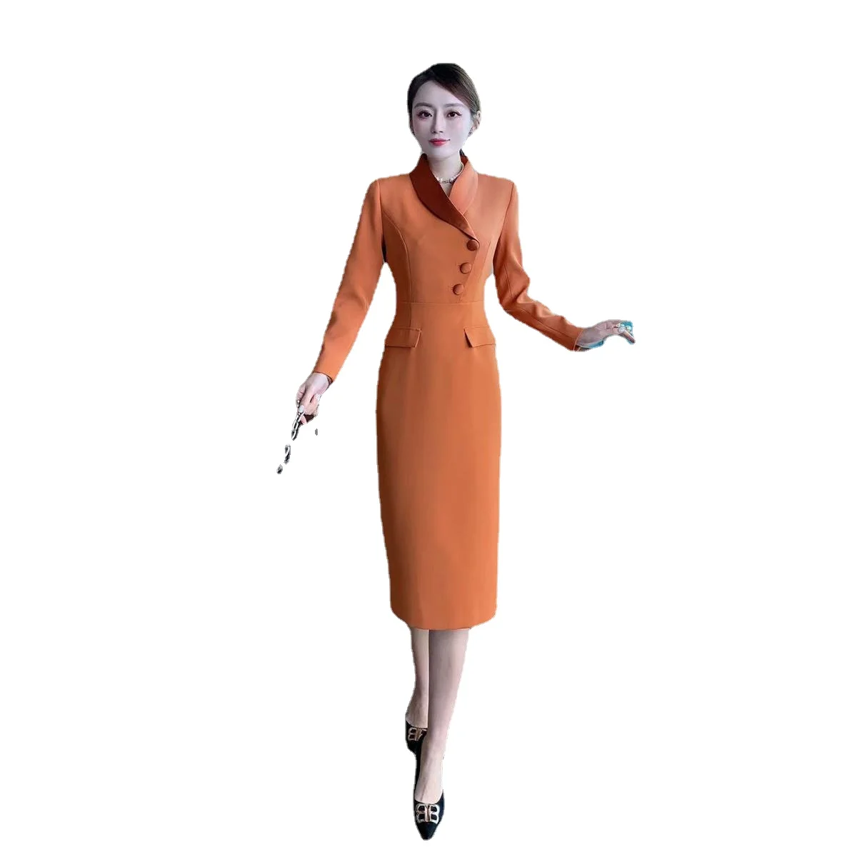 Suit dress women's 2022 autumn and winter new light mature age-reducing temperament professional mid-length skirt