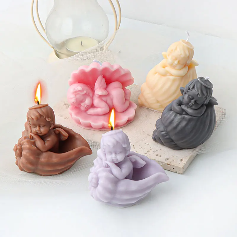 

Ocean Shell Angel Candle Silicone Mold Sea Conch Portrait Soap Resin Plaster Mould Chocolate Cake Decor Baking Tool Lovely Gifts