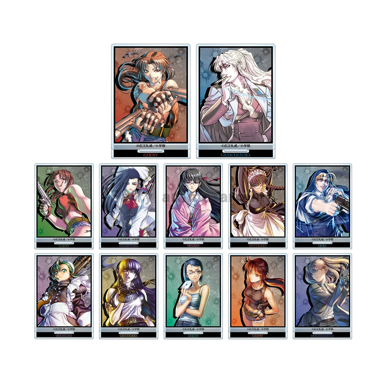 

BLACK LAGOON Mini Action Figure Doll Revy Rock Balalaika Shenhua Acrylic Stand Model Plate Toys