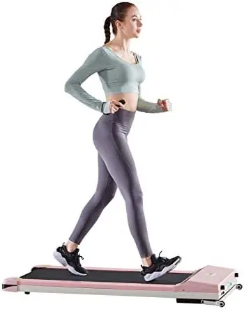 

Desk Treadmill with Foldable Wheels, Portable Walking Jogging Machine Flat Slim Treadmill, Sports App, Installation-Free, Remote