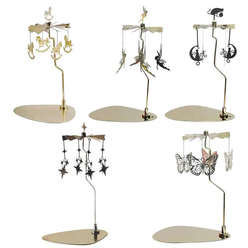 With Tray Stainless Steel Rotating Candle Carousel Candlesti