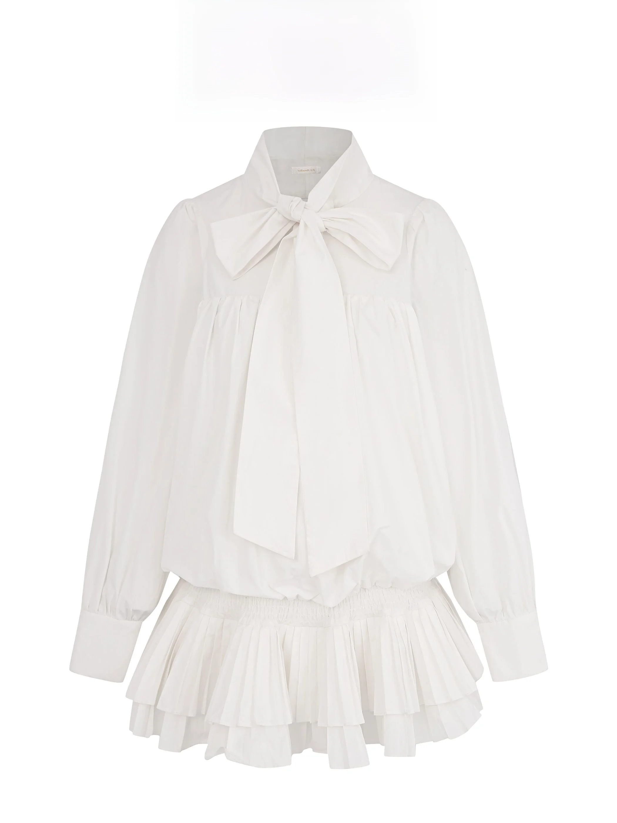 Плюс размер Niny Jia Белое плиссированное платье-рубашка на шнуровке с длинными