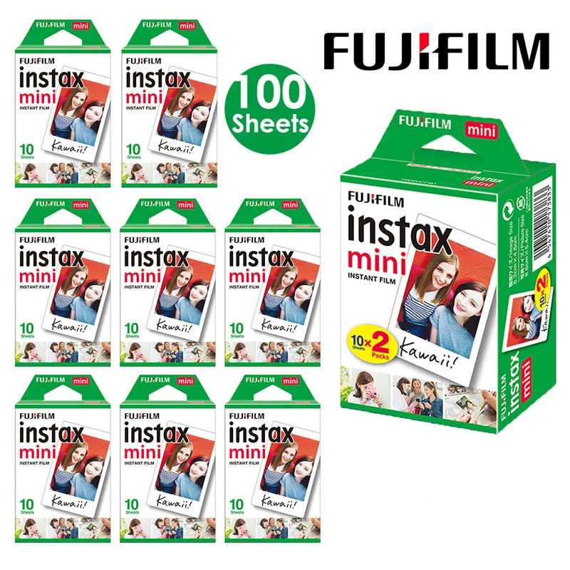 

10 - 200 Sheets Fujifilm Instax Mini Film White Edge of Film Photo Paper For FUJI Instant Photo Camera Mini 11 Mini 9 8 7s 70