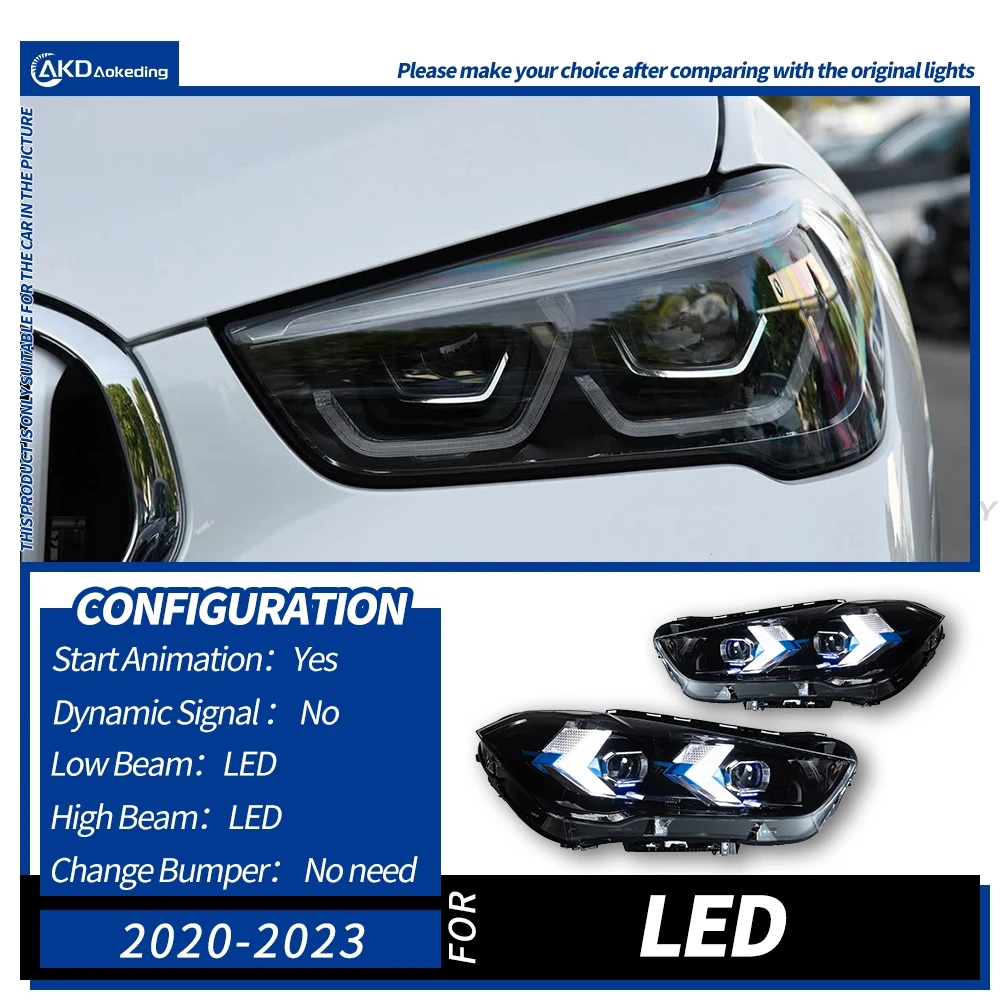 

AKD 2 шт. автозапчасти для BMW X1 F48 светодиодные фары 2016-2023 DRL указатель поворота дальнего света объектив проектора «ангельский глаз»