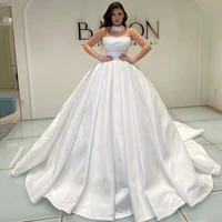 eightree sexy wedding dresses glitter satin a line bride dress white sweep train princess wedding evening ball gowns plus size
