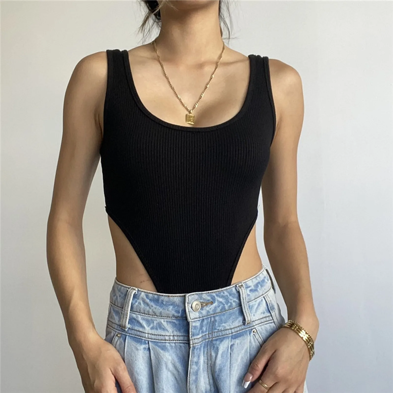 

Women Summer Texture Backless Jumpsuits Sexy Elastic Sporting Stylish Rib-knit Sleeveless Tank Bodysuits Yoga Halter Short Sport