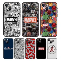 marvel logo avengers for apple iphone 13 12 11 mini pro xs max xr x 8 7 6 5 plus se 2020 black silicone phone case