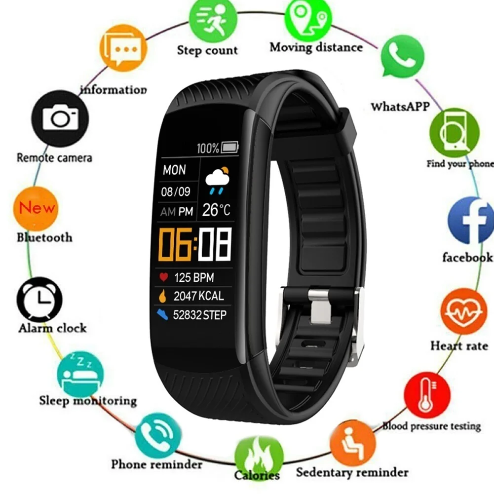 

new C5S Bluetooth IP67 Waterproof Heart Rate Sleep Monitoring Multiple Sports Mode Information Vibration Reminder Smart Bracelet