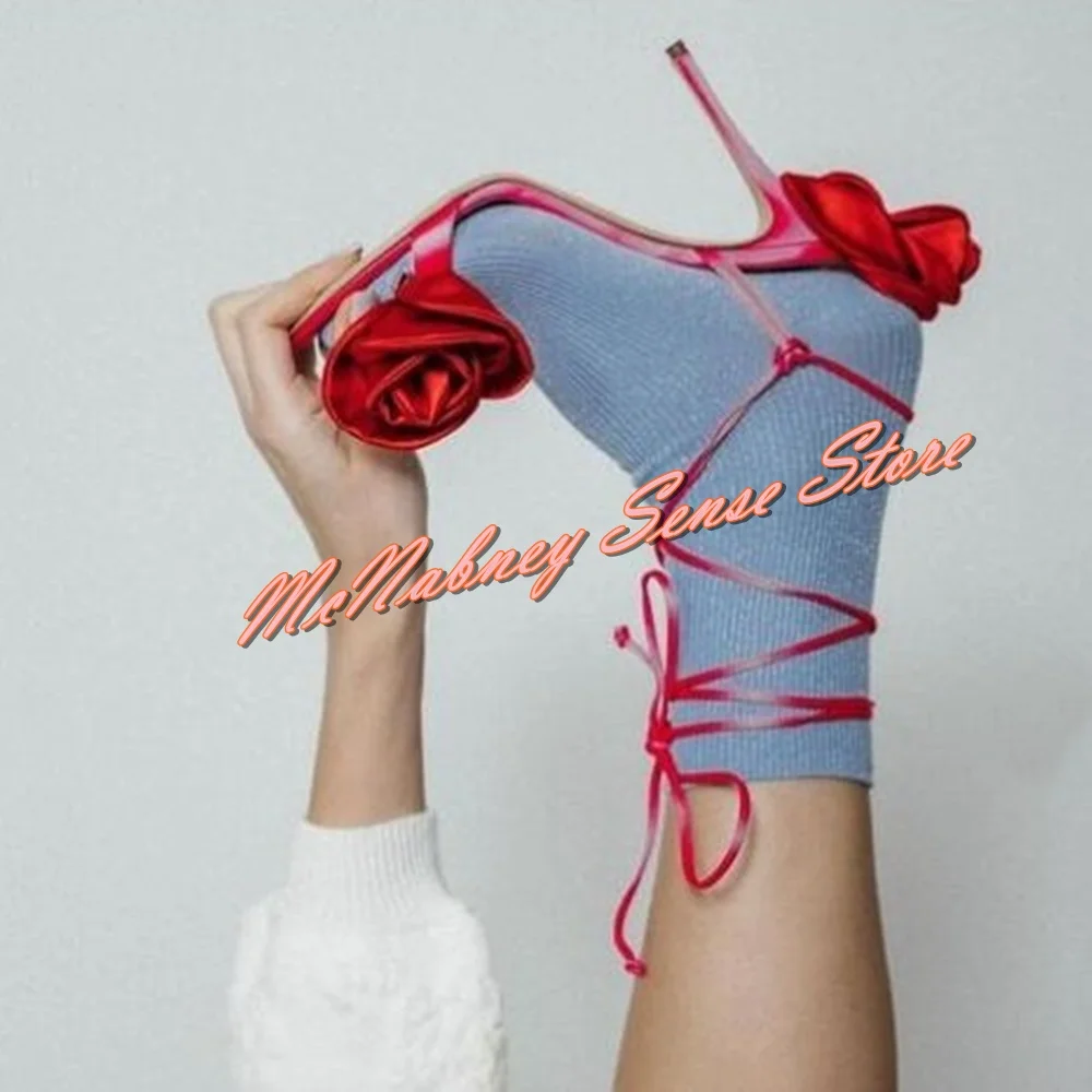 

Сандалии женские с открытым носком, однотонные босоножки с перекрестной шнуровкой, на тонком высоком каблуке, с цветочным принтом, дизайнерская обувь