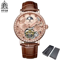 skeleton mechanical watches for men tourbillon moonphase automatic mens watch man w diamond rose gold relogio masculino 2022