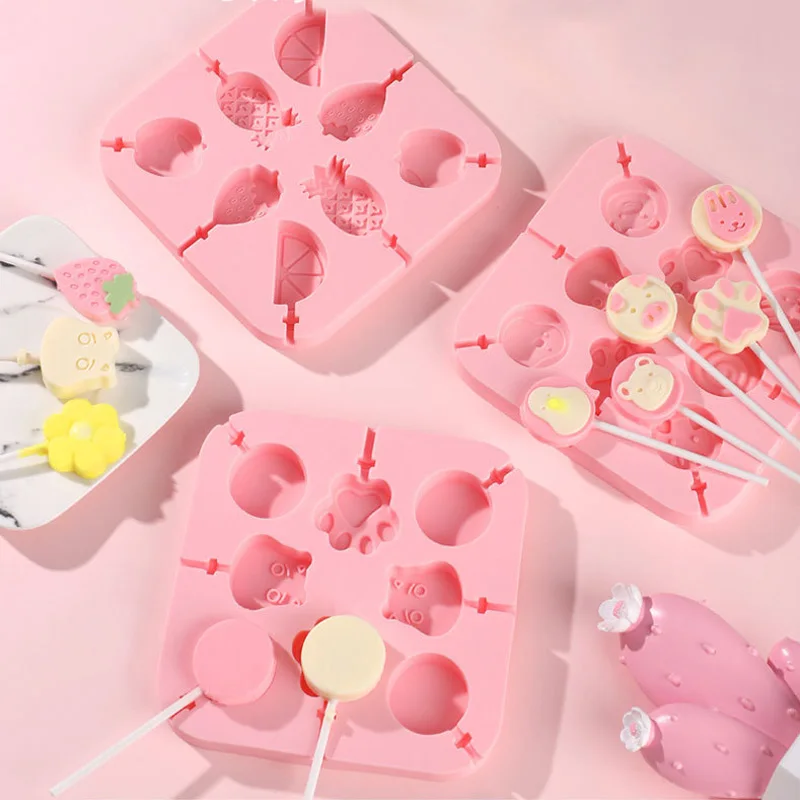 

Cartoon Silicone Lollipop Chocolate Mold Kids Cheese Stick Candy Mould Kitchen Baking Tools