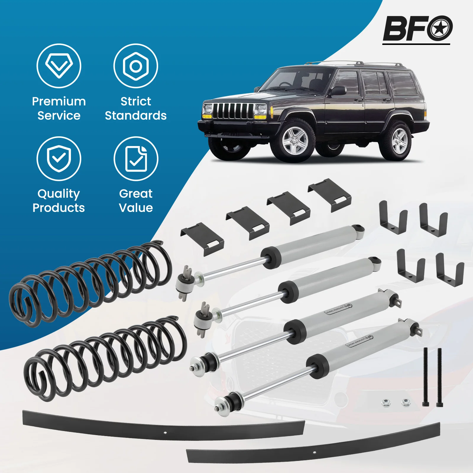 

3" Suspension Lift Kit W/ Leaf Springs For Jeep Cherokee XJ 2WD 4WD 1984-2001