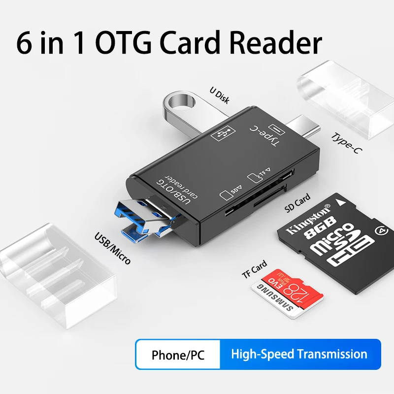 

Кардридер OTG SD 6 в 1, USB 3,0, два слота