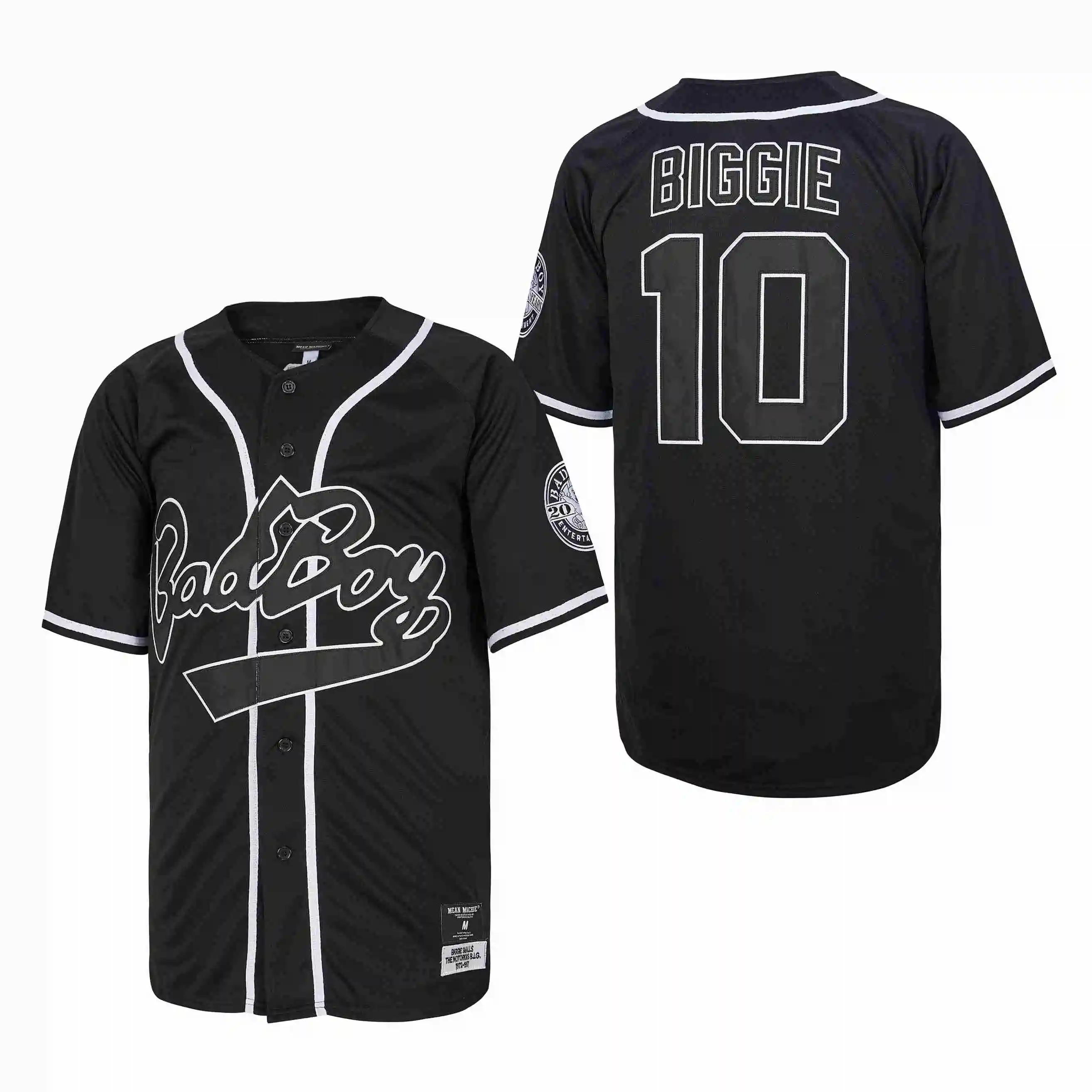 

BG baseball Jerseys Biggie Smalls 10# Bad Boy Notorious Big Jersey Sewing Embroidery Outdoor Sportswear Hip-hop 2023 New Black