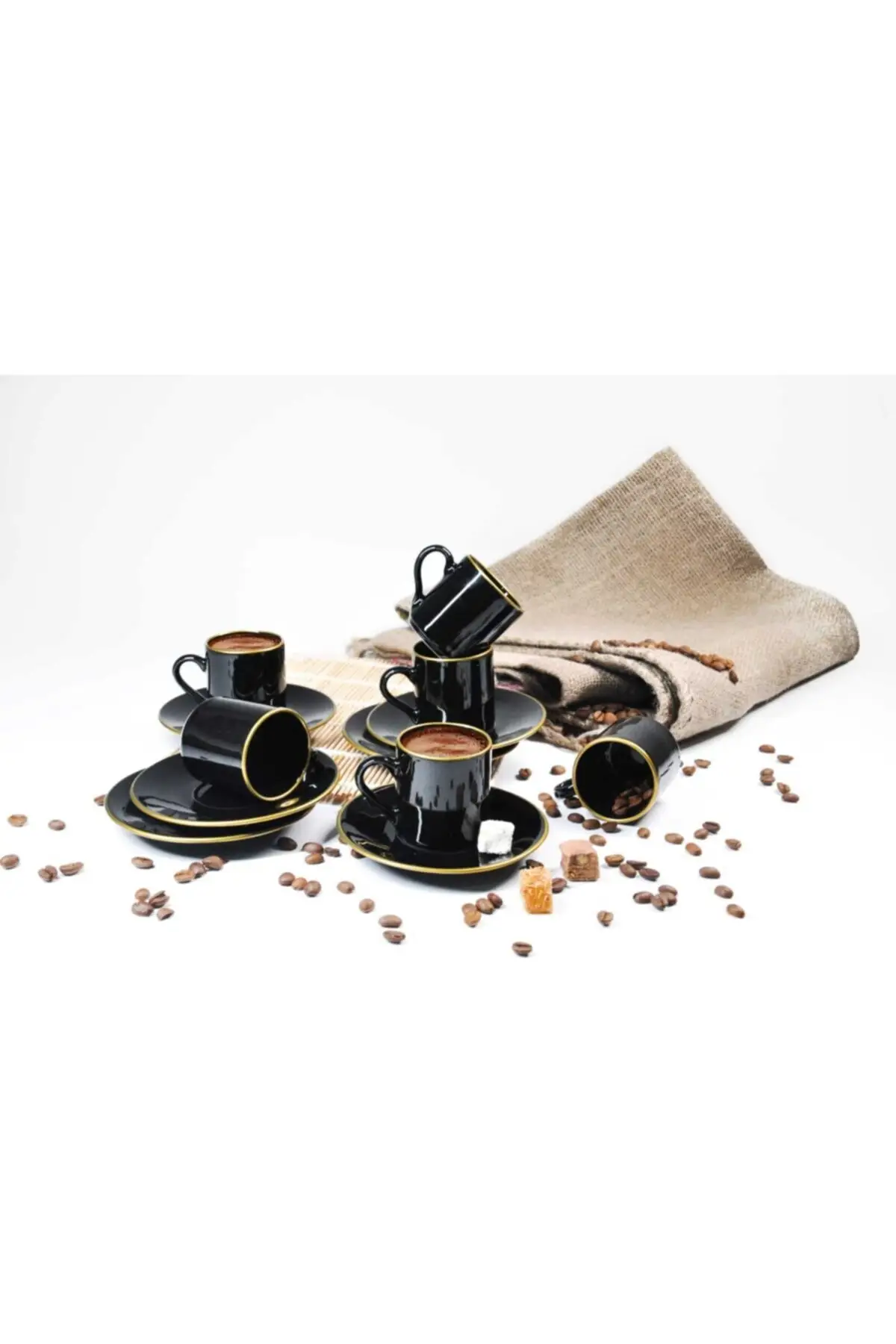 

Удивительный турецкий греческий арабский Набор чашек для кофе и эспрессо, черный золотой позолоченный фарфор, 6 шт. Набор чашек