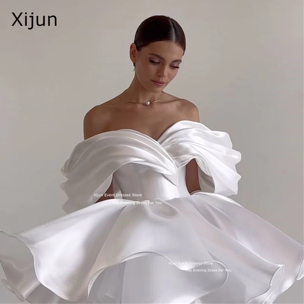 Xijun Короткие свадебные платья цвета слоновой кости трапециевидные вечерние с